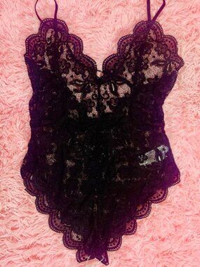 NWT Avidlove black lace teddy size S/M